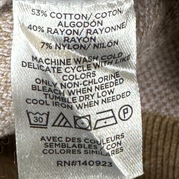 Loft Pullover Sweater Womens XL Tan Purple‎ Argyle Cotton Puff Sleeve Preppy - Picture 6 of 7